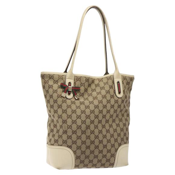 GUCCI GG Canvas Web Sherry Line Tote Bag Beige Gold - Picture 1 of 16